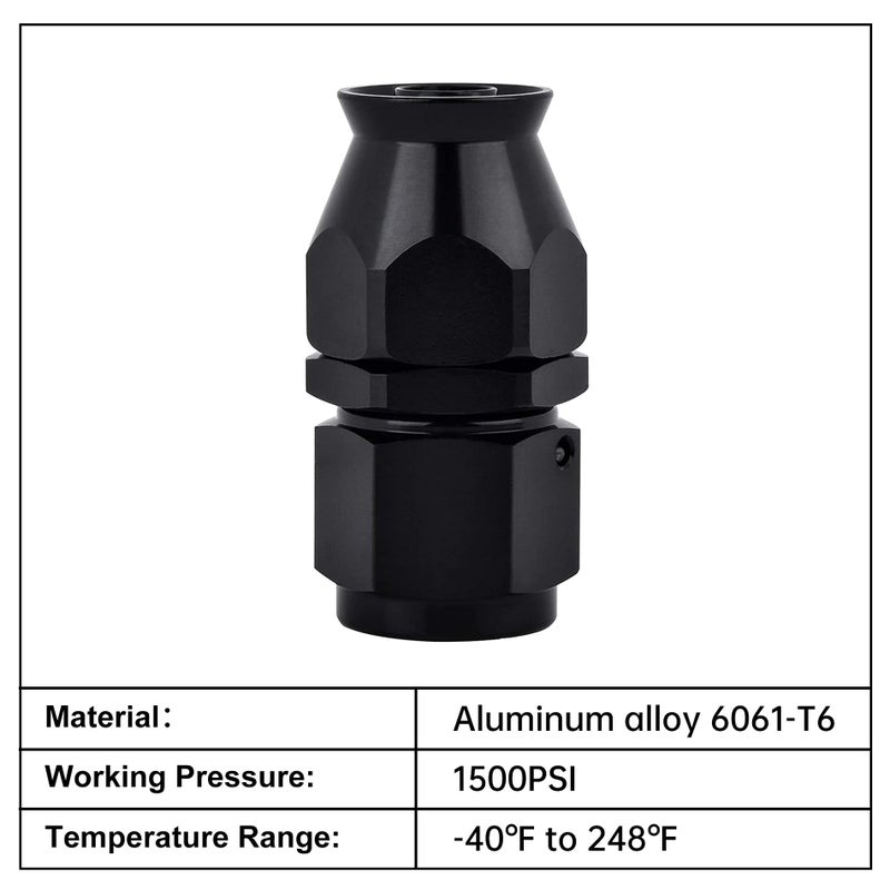 EVIL ENERGY 6AN PTFE Hose End Fitting Straight Black for PTFE Hose Only - Image 3